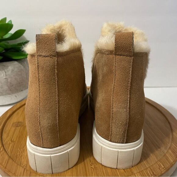 Dolce Vita Zanza Suede Platform Ankle Boot Women 9.5 Chunky Faux Fur Bootie Cozy - Picture 4 of 10